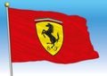 Ferrari Scuderia car industry, flag with logo, illustration Royalty Free Stock Photo