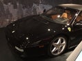 Ferrari, spider, black color, front view of the car