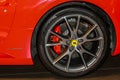 Ferrari sports car tyre close-up at Ferrari World amusement park at Yas Island - Abu Dhabi, United Arab Emirates