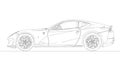 Ferrari 812 Superfast model sportcar, silhouette outlined, illustration