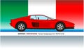 Ferrari Testarossa 512 vintage super car on the italian flag, vector