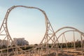 Ferrari World Yas Island, Abu Dhabi - January 2, 2018: World Fastest Rollercoaster Track, Flying Acces can be seen in distance