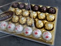 Ferrero Chocolate pralines collection box with Raffaello, Ferrero Rocher and Rond noirs