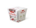 Ferrero Raffaello in a box on white background.