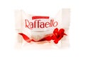 Ferrero Raffaello in a separate package. Isolated on white background. Raffaello is a round coconut and almond confection made by