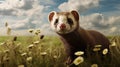 Dreamy Ferret: Photorealistic Rendering Of A Cute Grazing Animal