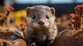 Elegant Ferret In Anamorphic Lens Flare: A Captivating Portrait