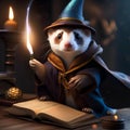 A ferret dressed as a wizard, casting spells with a miniature wand2