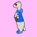 Ferret icon of an athlete with a ball on the side. Mink mascot.