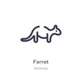 ferret outline icon. isolated line vector illustration from animals collection. editable thin stroke ferret icon on white Royalty Free Stock Photo