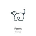 Ferret outline vector icon. Thin line black ferret icon, flat vector simple element illustration from editable animals concept Royalty Free Stock Photo