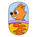 Ferret is riding an airplane capsule, doodle icon image kawaii