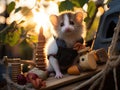 Ferret sailor on boat evening light