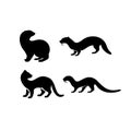 ferret silhouettes vector set mustelid animal Illustrations Royalty Free Stock Photo