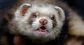 The ferret is a small, domesticated species belonging to the family Mustelidae.