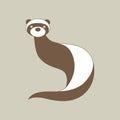 Ferret. Vector illustration of logo. Stylized, simplified and isolated cute animal