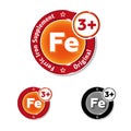 Ferric iron supplement, round badge or label vector illustration