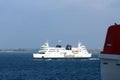 Ferries in the baltic sea between germany and denmark.