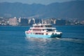 Ferries boat crossing the inland sea between Miyajimaguchi and Miyajima