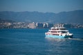 Ferries boat crossing the inland sea between Miyajimaguchi and Miyajima