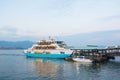 Ferries boat crossing the inland sea between Miyajimaguchi and Miyajima