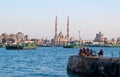 Ferries crosing Suez canal in Port Said,Egypt