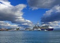 Ferries and cruiser in port of Split Royalty Free Stock Photo