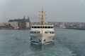 Ferries of istanbul, also known as vapur. Marmara sea and Istanbul cityscape in the background. Bosphorus ride