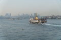 Ferries of istanbul, also known as vapur. Marmara sea and Istanbul cityscape in the background. Bosphorus ride