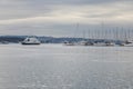 Ferries moored off in marina in Oslo, Norway Royalty Free Stock Photo