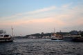 Ferries on strait of Bosporus in Istanbul