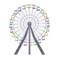 Ferris big observation rotating wheel with multiple passenger-carrying cars