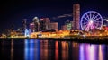 ferris navy pier night Royalty Free Stock Photo