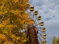 Ferris wheel in abandoned amusement park in ghost town Pripyat. Royalty Free Stock Photo