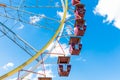 Ferris wheel against the blue sky.