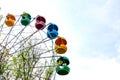 Ferris wheel on the blue sky background