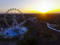 Aerial ferrris wheel in sunset