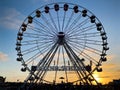 Ferris wheel, bottom view of aferris wheel during sunset Royalty Free Stock Photo