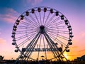 Ferris wheel, bottom view of aferris wheel during sunset Royalty Free Stock Photo