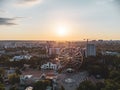 Ferris wheel in central city park, aerial Kharkiv