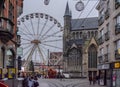 Ferris wheel and Christmas market in the Ghent city center