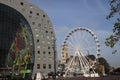 Ferris wheel at the city center of Rotterdam at the Markthal downtown to see the whole city.