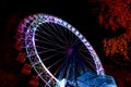 Ferris wheel with color lighting in funfair at night Royalty Free Stock Photo