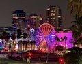 Ferris wheel Colorful nightlights city Long Beach California Royalty Free Stock Photo