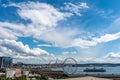 Cloudy sky above Elliott bay in Downtown Seattle Washington