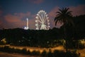 A Ferris wheel at the fair in the park in Spain at night Royalty Free Stock Photo