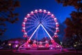 Ferris wheel go around at Lake Balaton at night Royalty Free Stock Photo