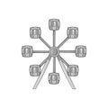 Ferris wheel icon, black monochrome style