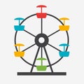 Ferris Wheel Icon Silhouette. Entertainment Round Attraction. Royalty Free Stock Photo