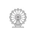 . Ferris wheel icon vector linear design isolated on white background. Park logo template, element for amusement park